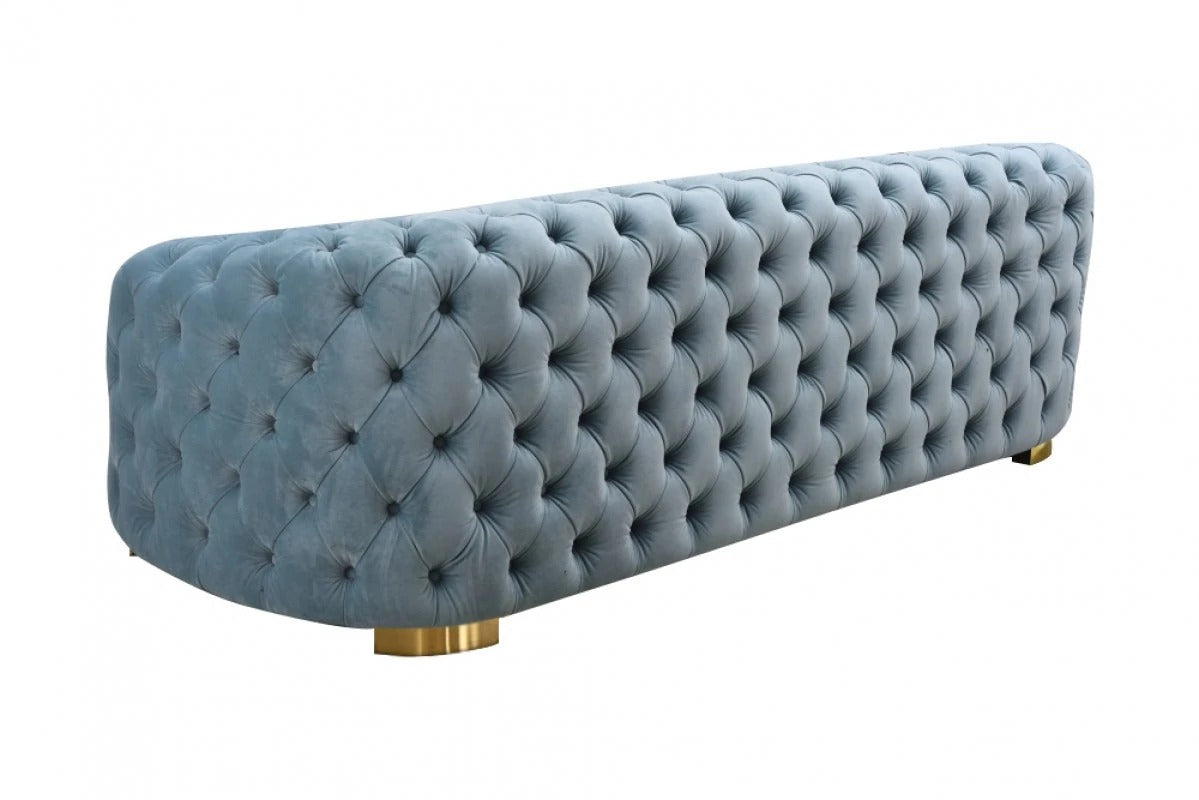 3 Seater Sofa Set:- Nia Valvet Fabric Sofa Set (Sky Blue)