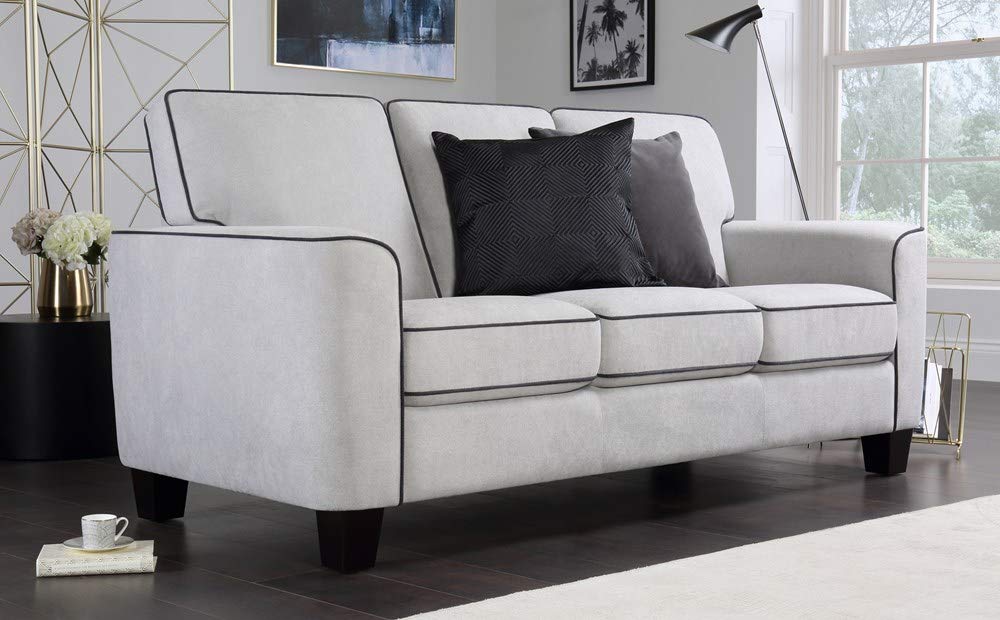 3 Seater Sofa Set Shreya Plush Fabric Sofa Set (Grey )