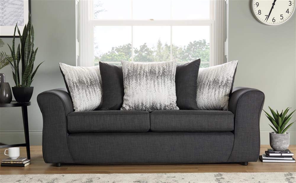 3 Seater Sofa:- Shreya Slate Fabric Sofa Set (Dark Grey)