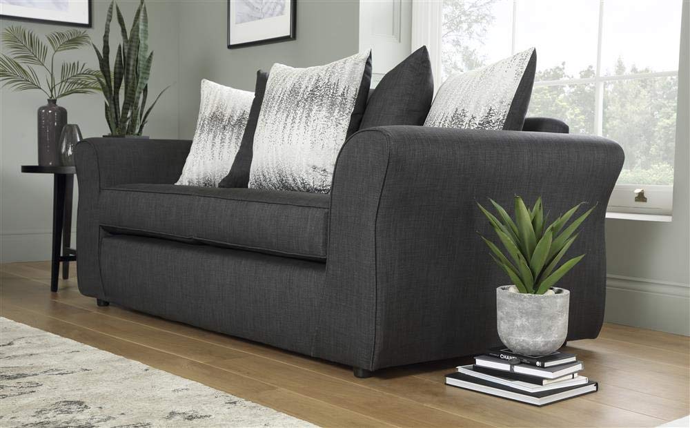 3 Seater Sofa:- Shreya Slate Fabric Sofa Set (Dark Grey)