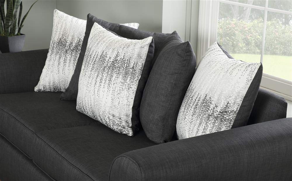 3 Seater Sofa:- Shreya Slate Fabric Sofa Set (Dark Grey)