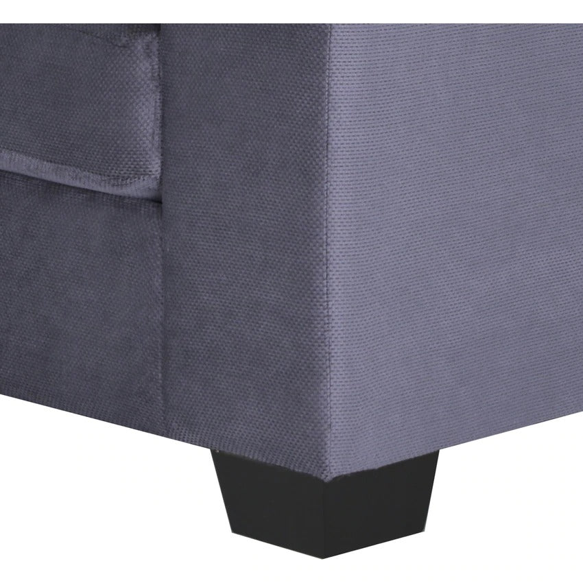 3 Seater Sofa Set Shreya Slate Plush in Fabric Sofa Set (Grey)