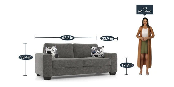 3 Seater Sofa Set Sydney Hardwood, Fabric Sofa Set (Dark Grey)