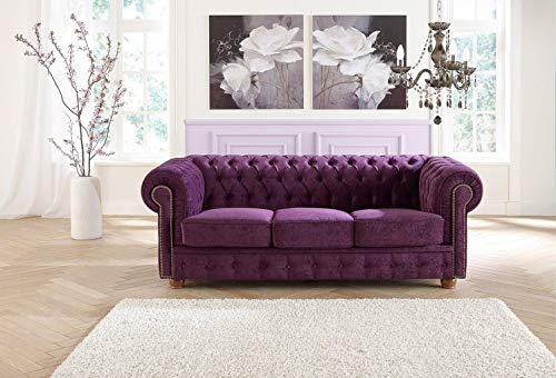 3 Seater Sofa Set:- Zoin Velvet Fabric Sofa Set, Standard Size, (Purple)