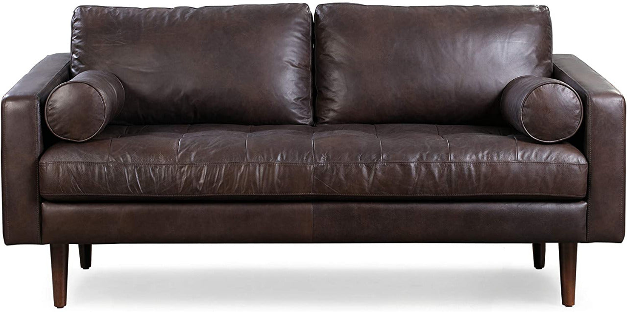 2 Seater Sofa : Tanned Leatherette 2 Seater Sofa Set