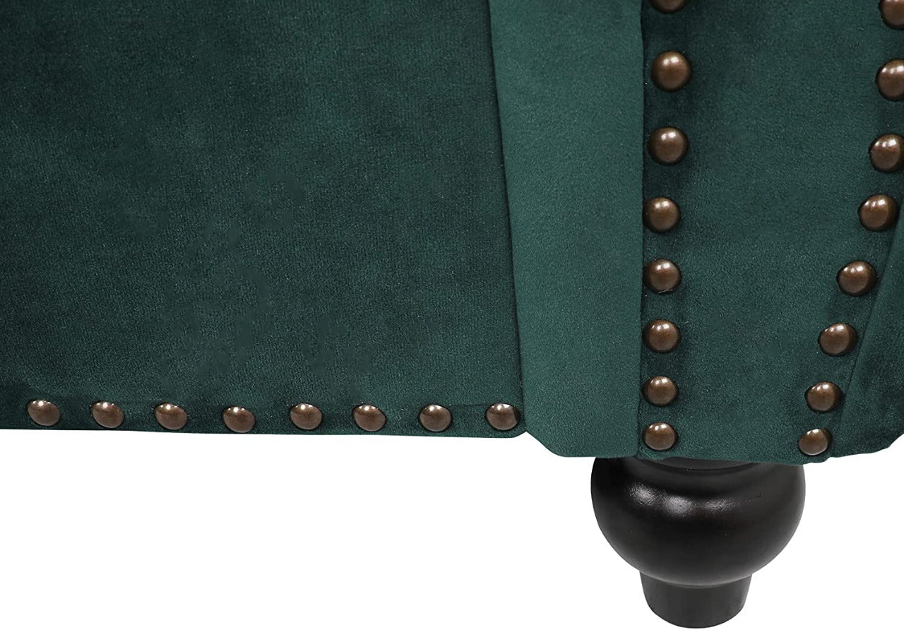 3 Seater Sofa : Tufted Velvet Sofa with Rolled armrests