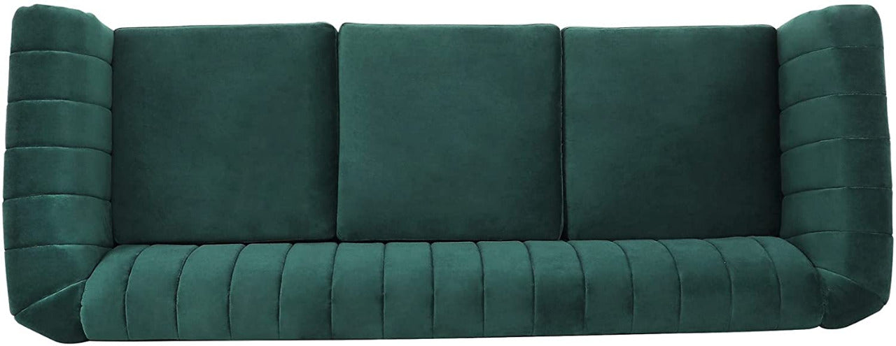 3 Seater Sofa : Tufted Velvet Sofa with Rolled armrests
