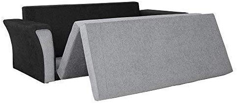 3 Seater Sofa:- Wooden Leo Fabric Sofa set (Black and Grey)