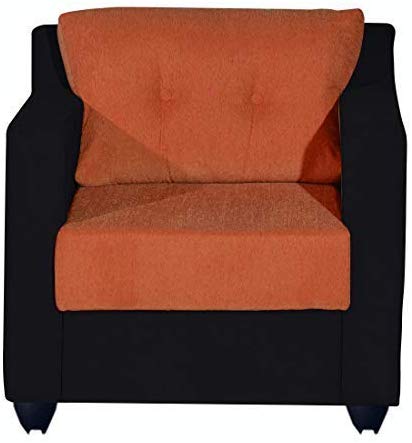 5 Seater Sofa Set:- Lisbon (3+1+1) Fabric Sofa Set (Orange & Black)