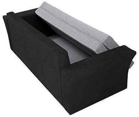 3 Seater Sofa:- Wooden Leo Fabric Sofa set (Black and Grey)