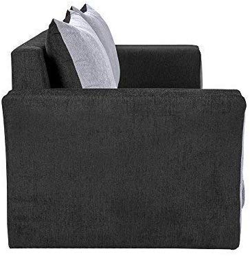 3 Seater Sofa:- Wooden Leo Fabric Sofa set (Black and Grey)