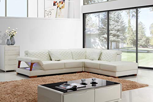 L Shape Sofa Set:- Prefixs Modern Sectional Leatherette Sofa Set Standard Size, (White)