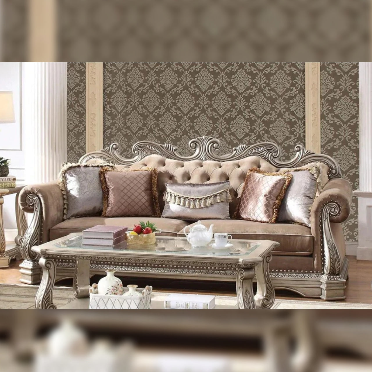 4 Seater Sofa Set 100 Velvet Rolled Arm