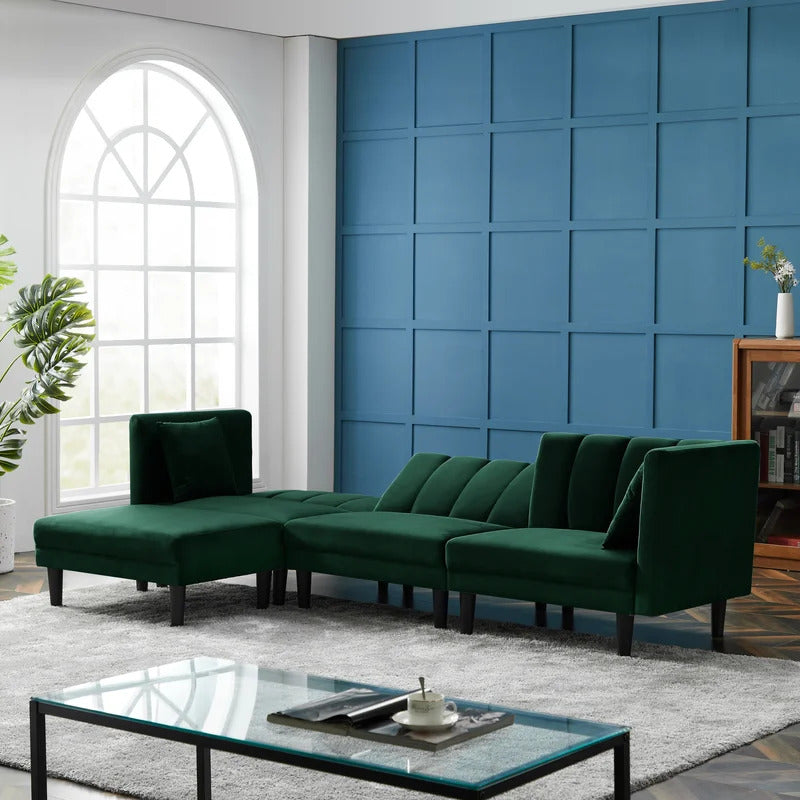 4 Seater Sofa Set 106.7'' Velvet Square Arm Sofa