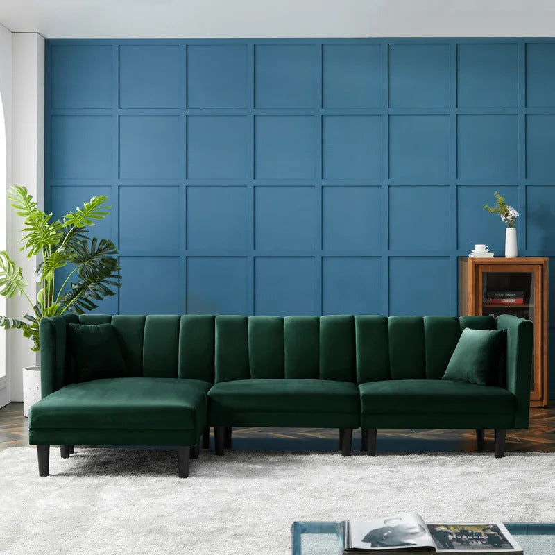 4 Seater Sofa Set 106.7'' Velvet Square Arm Sofa
