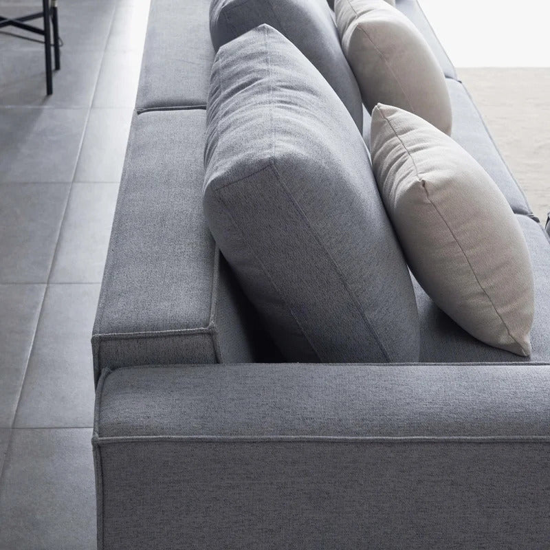 4 Seater Sofa Set: 108.3'' Linen Square Arm L Shape Sofa Chaise
