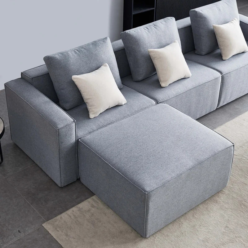 4 Seater Sofa Set: 108.3'' Linen Square Arm L Shape Sofa Chaise