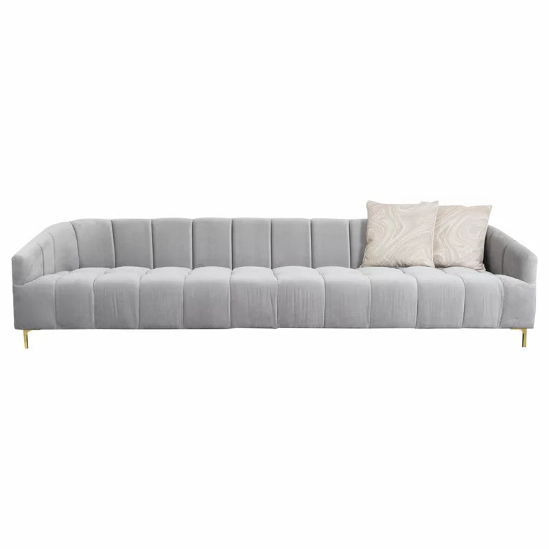 4 Seater Sofa Set: 110'' Velvet Square Arm Sofa