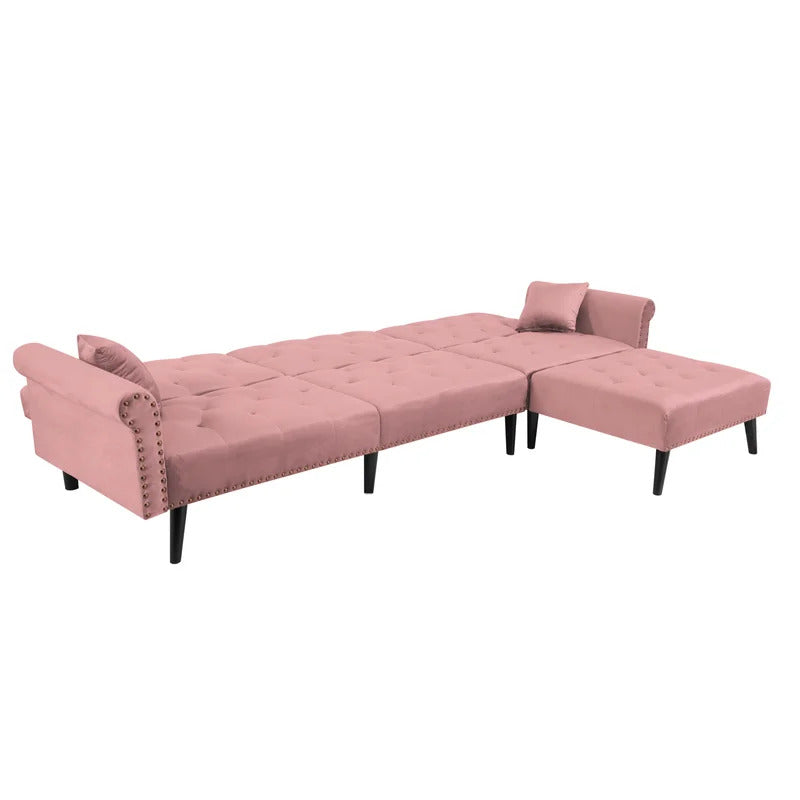 4 Seater Sofa Set: 115'' Velvet Pillow Top Arm L Shaped Sofa