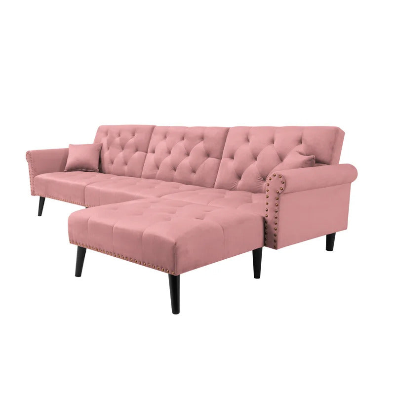 4 Seater Sofa Set: 115'' Velvet Pillow Top Arm L Shaped Sofa