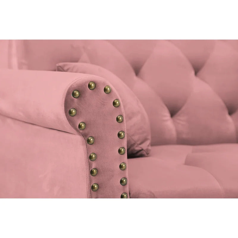 4 Seater Sofa Set: 115'' Velvet Pillow Top Arm L Shaped Sofa