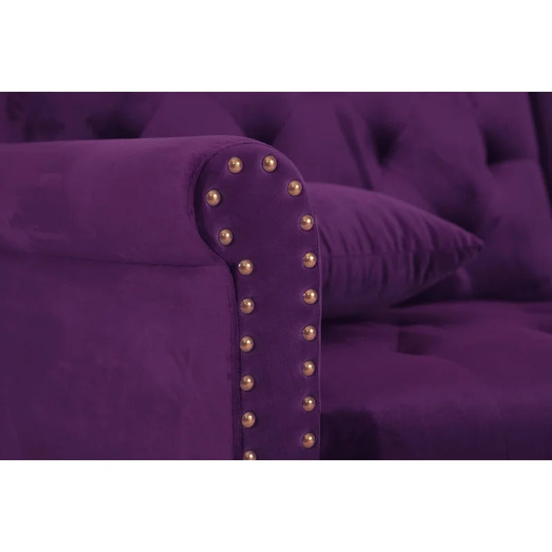 4 Seater Sofa Set: 115'' Velvet Pillow Top Arm L Shaped Sofa
