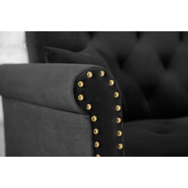 4 Seater Sofa Set: 115'' Velvet Pillow Top Arm L Shaped Sofa
