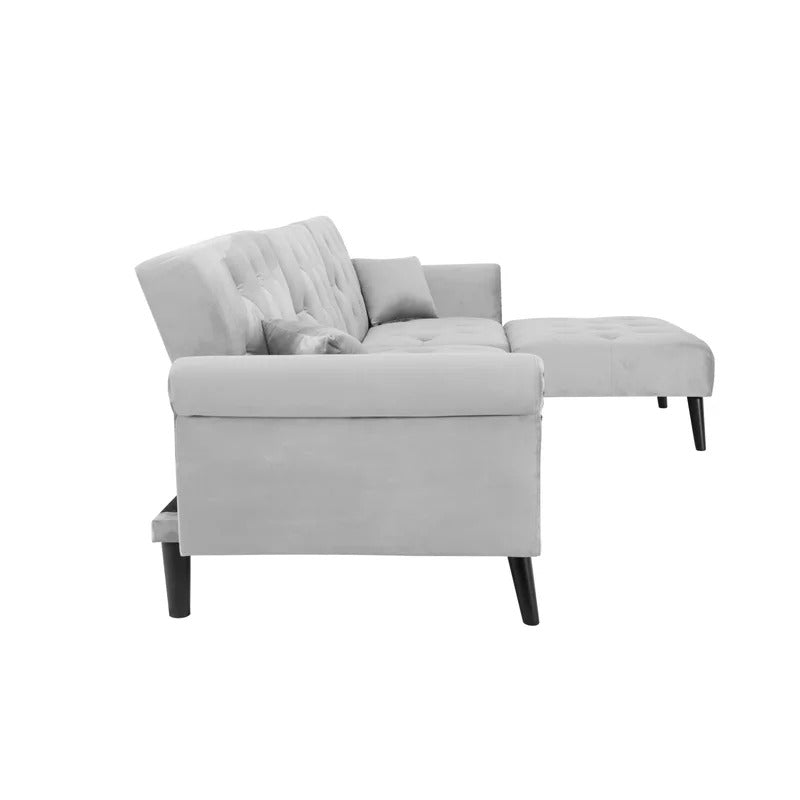 4 Seater Sofa Set: 115'' Velvet Pillow Top Arm L Shaped Sofa