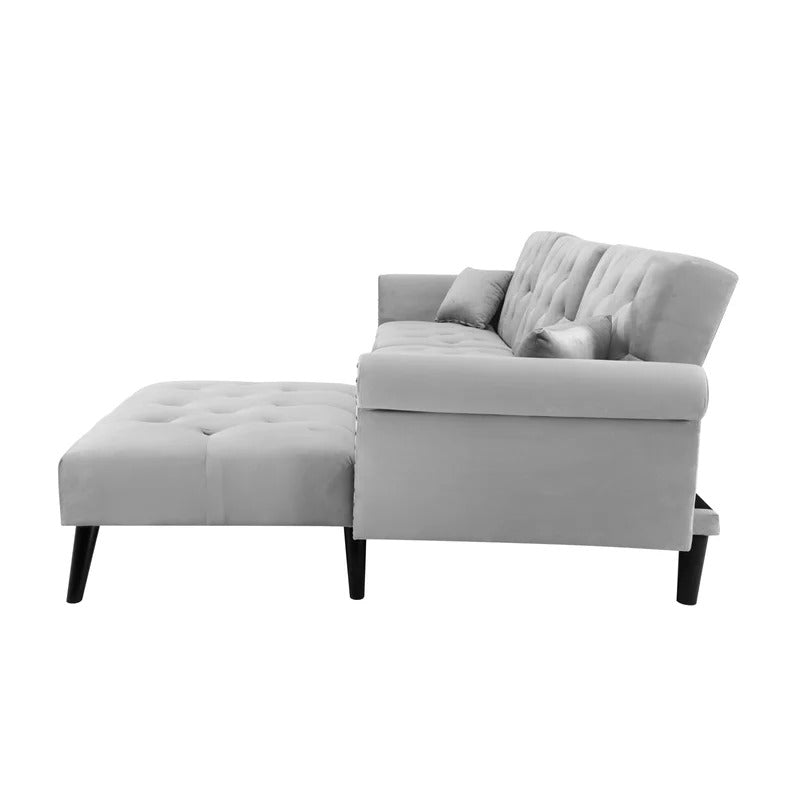 4 Seater Sofa Set: 115'' Velvet Pillow Top Arm L Shaped Sofa
