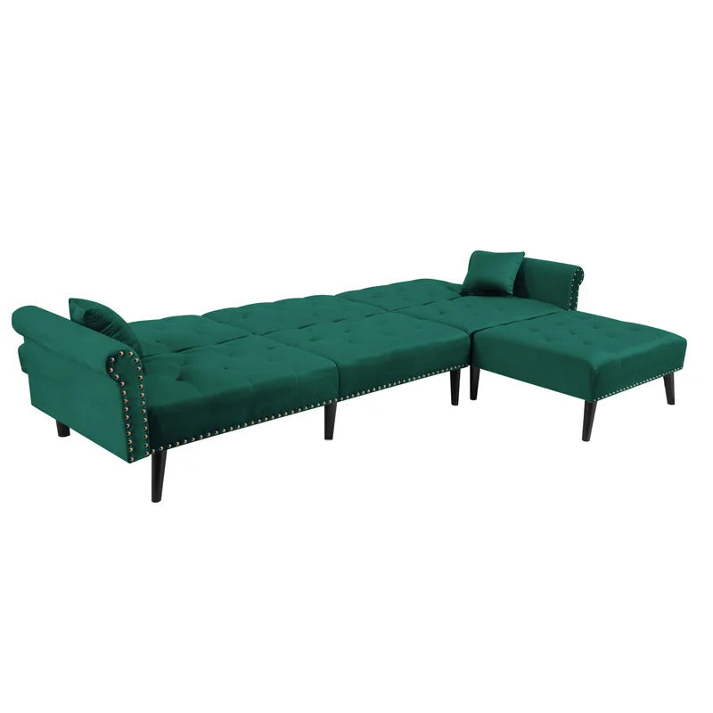 4 Seater Sofa Set: 115'' Velvet Pillow Top Arm L Shaped Sofa