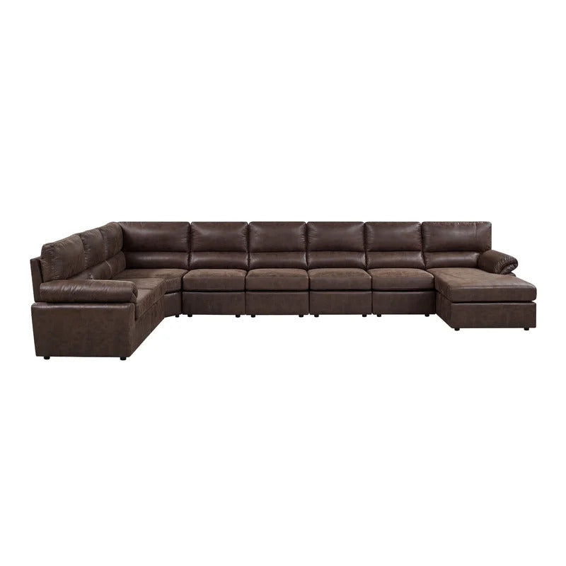 4 Seater Sofa Set: 178.5" Left-Hand Facing Faux Leatherette