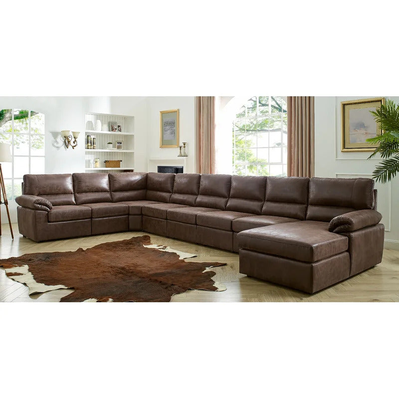 4 Seater Sofa Set: 178.5" Left-Hand Facing Faux Leatherette
