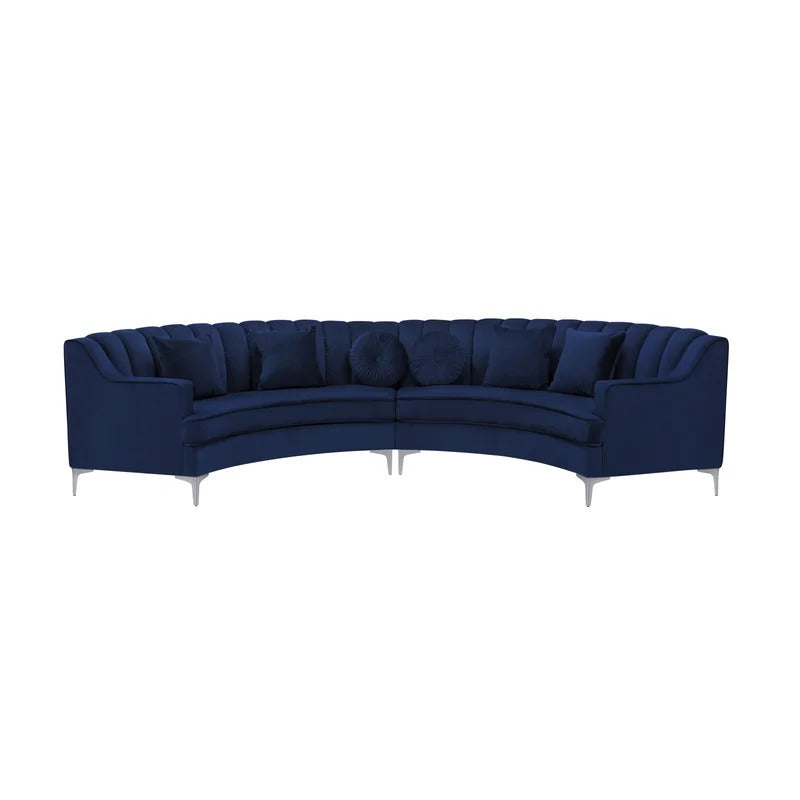 4 Seater Sofa Set: 32.2'' Velvet Square Arm Modular Sofa