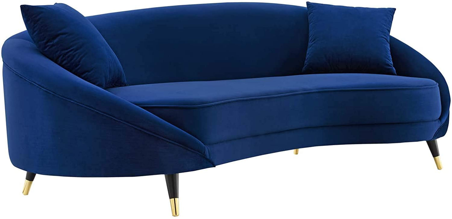 4 Seater Sofa Set: 41.5'' Velvet Round Arm Curved Sofa