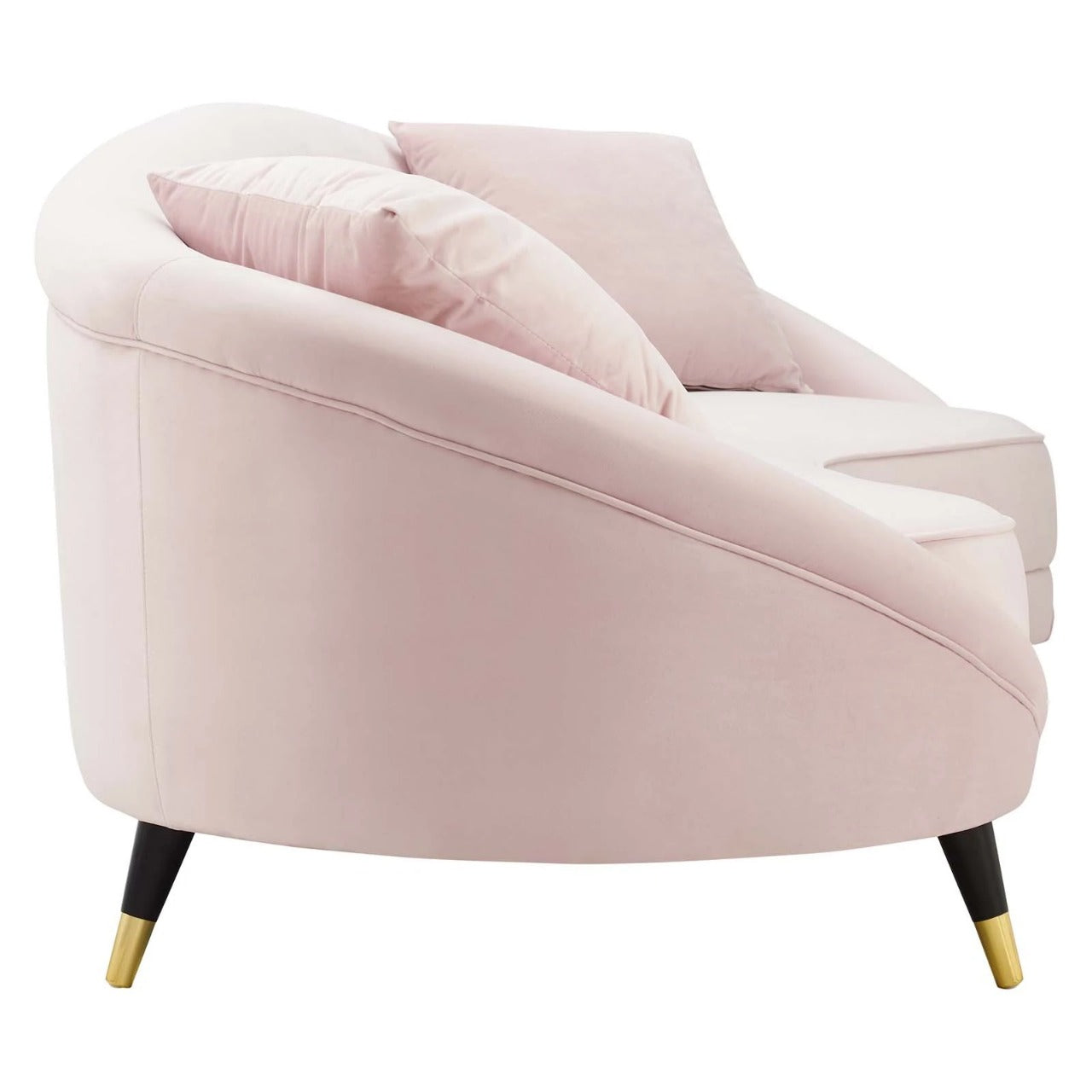 4 Seater Sofa Set: 41.5'' Velvet Round Arm Curved Sofa