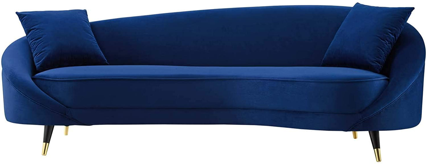 4 Seater Sofa Set: 41.5'' Velvet Round Arm Curved Sofa