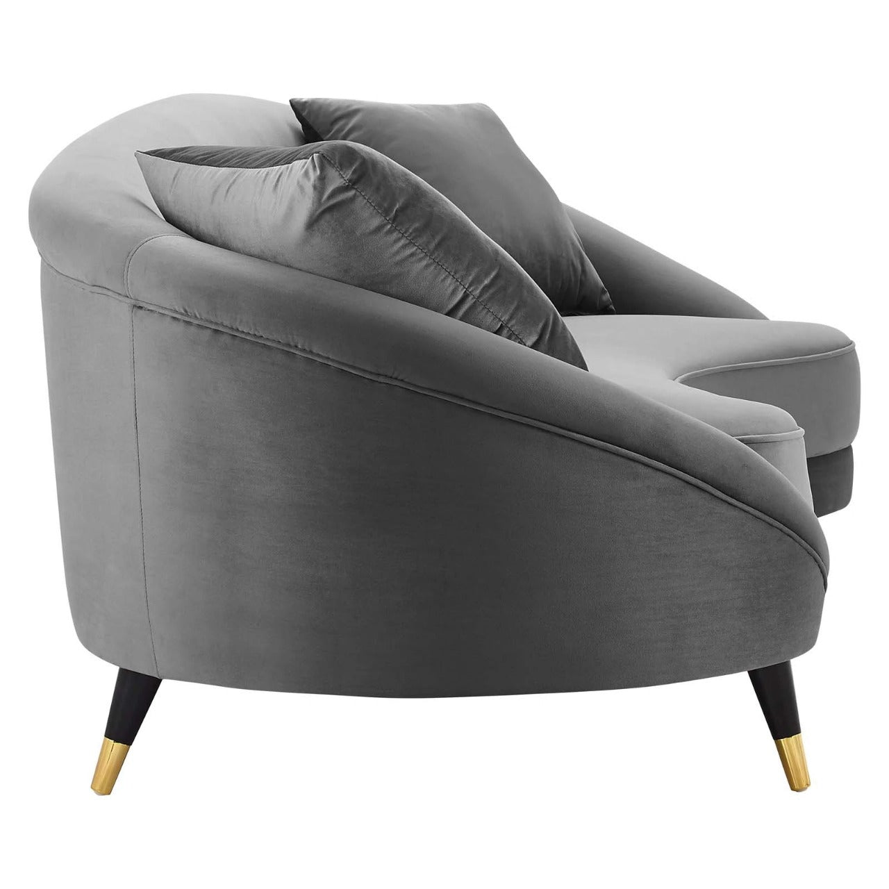 4 Seater Sofa Set: 41.5'' Velvet Round Arm Curved Sofa