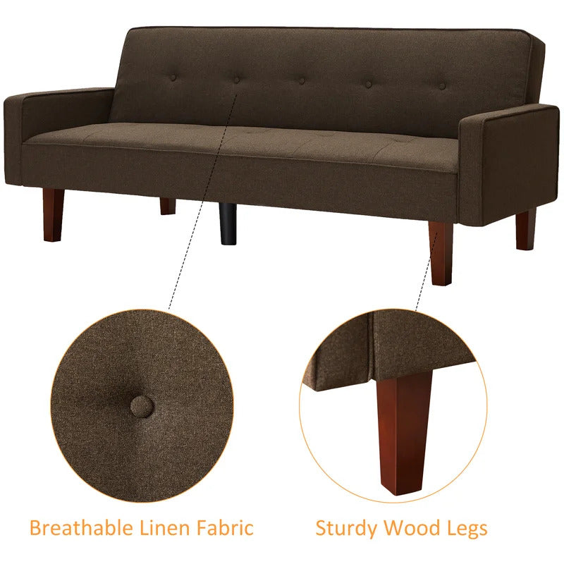 4 Seater Sofa Set : 75'' Linen Square Arm Sofa
