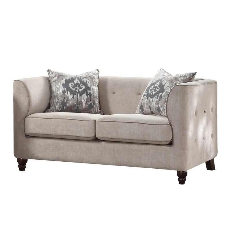 4 Seater Sofa Set: 77.56'' Velvet Tuxedo Arm Sofa