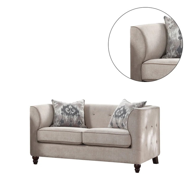 4 Seater Sofa Set: 77.56'' Velvet Tuxedo Arm Sofa