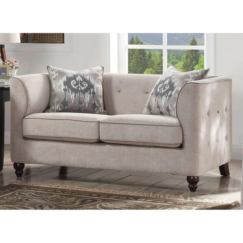 4 Seater Sofa Set: 77.56'' Velvet Tuxedo Arm Sofa