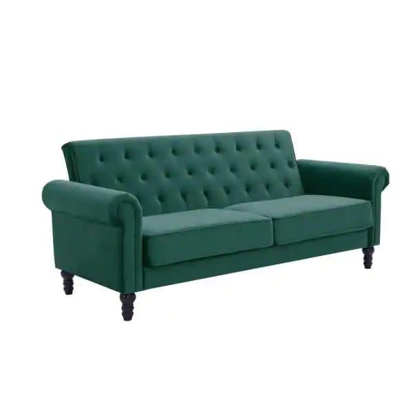 4 Seater Sofa Set : 80.7'' Velvet Rolled Arm Sofa