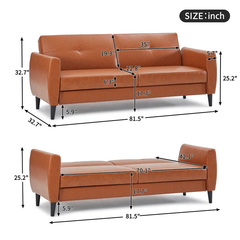4 Seater Sofa Set : 81.5'' Square Arm Sofa Bed