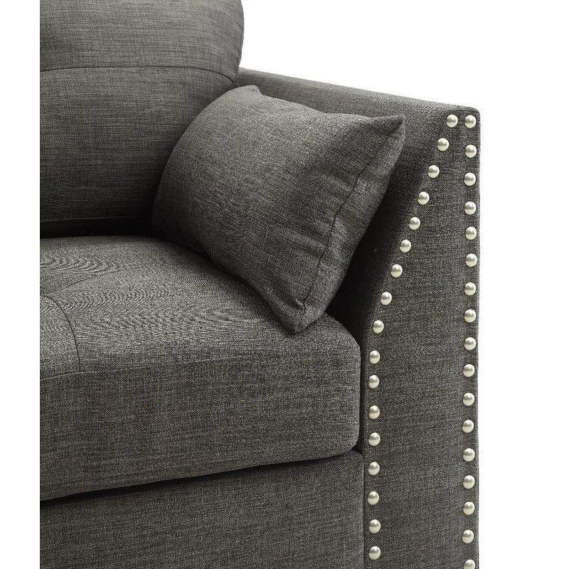 4 Seater Sofa Set: 81'' Linen Square Arm Sofa