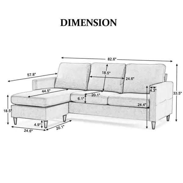 4 Seater Sofa Set: 82.6'' Square Arm Modular Sofa
