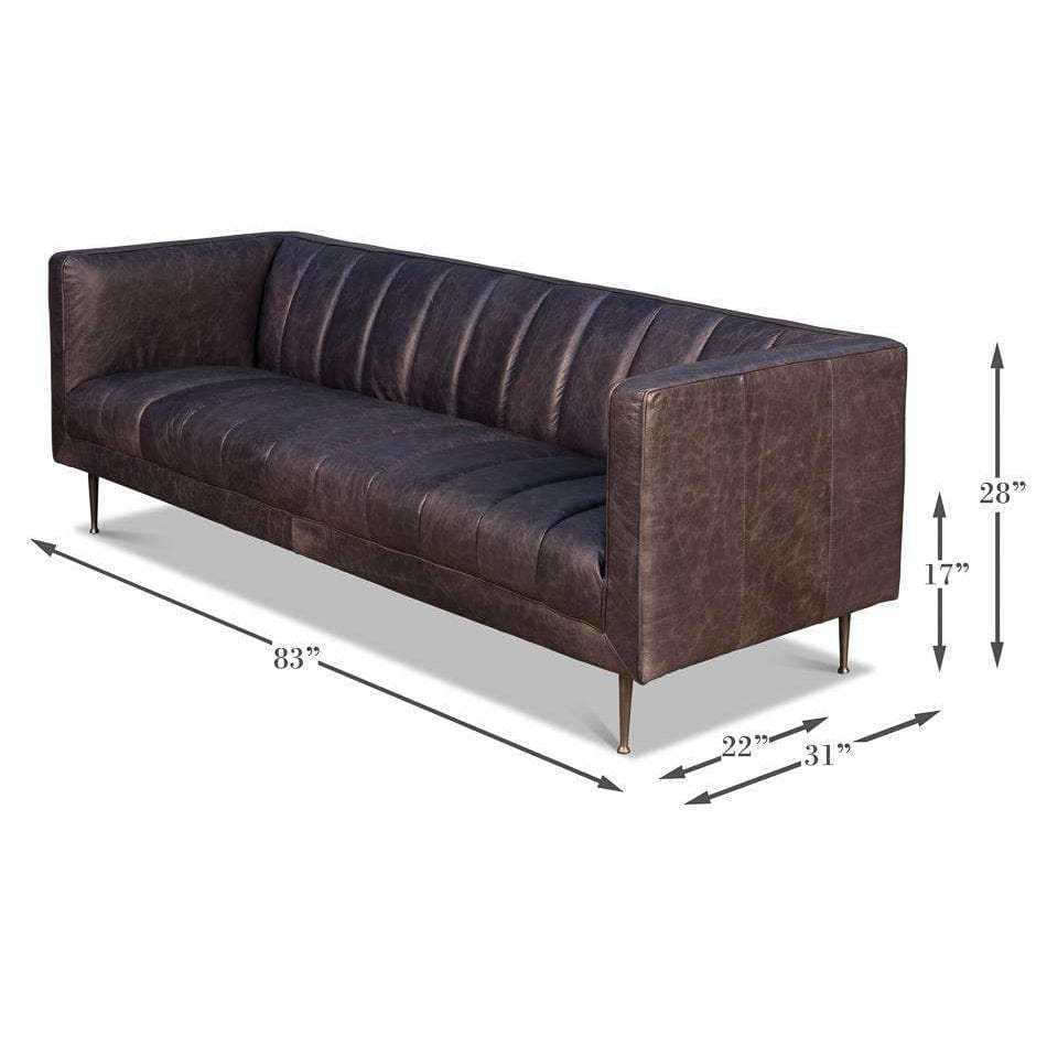 4 Seater Sofa Set : 83'' Leatherette Square Arm