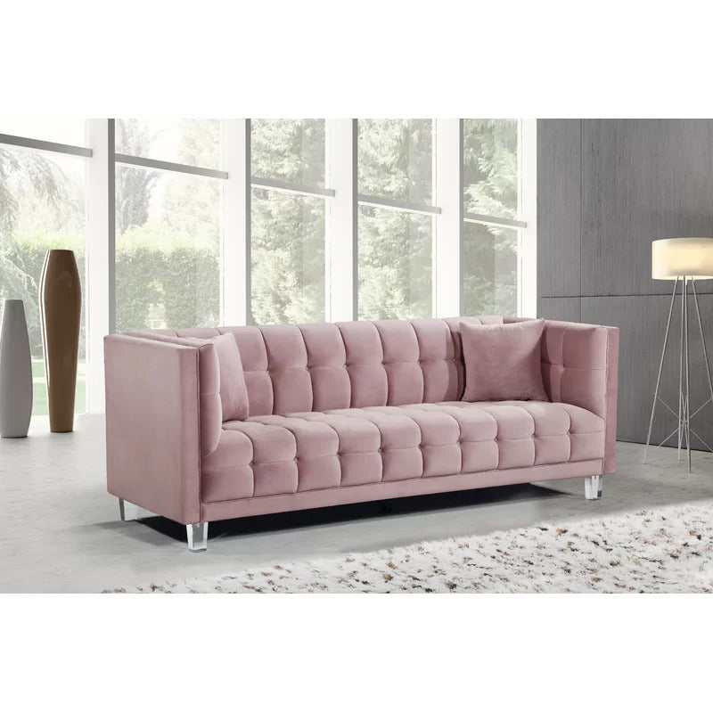 4 Seater Sofa Set : 86.5'' Velvet Tuxedo Arm Sofa