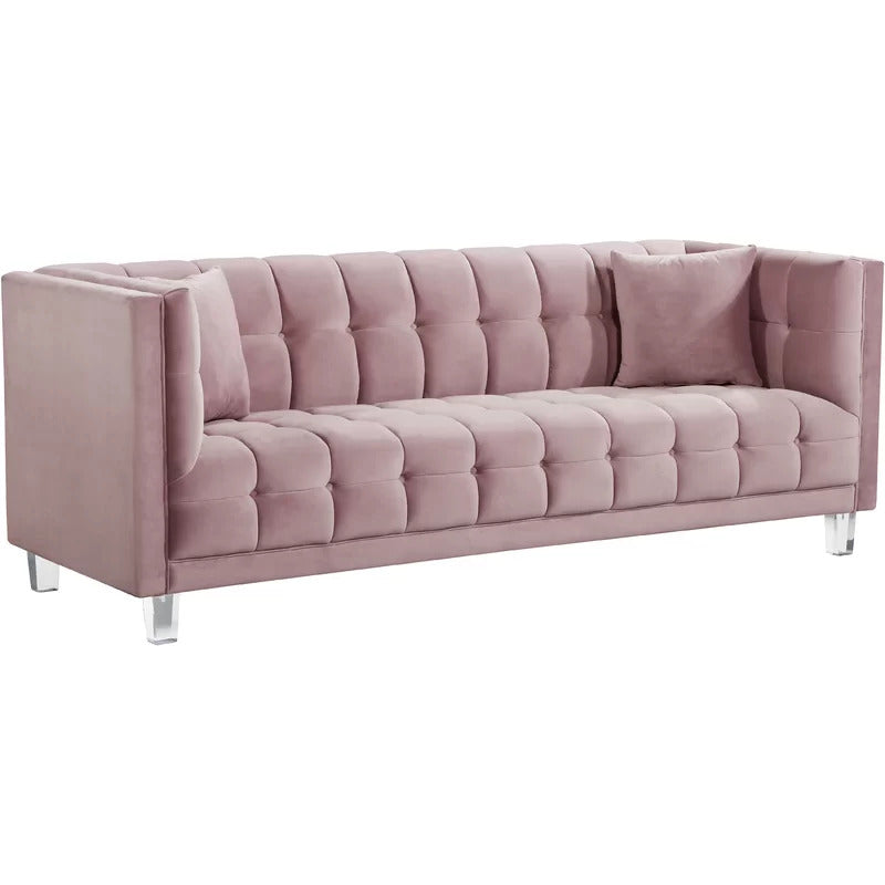 4 Seater Sofa Set : 86.5'' Velvet Tuxedo Arm Sofa