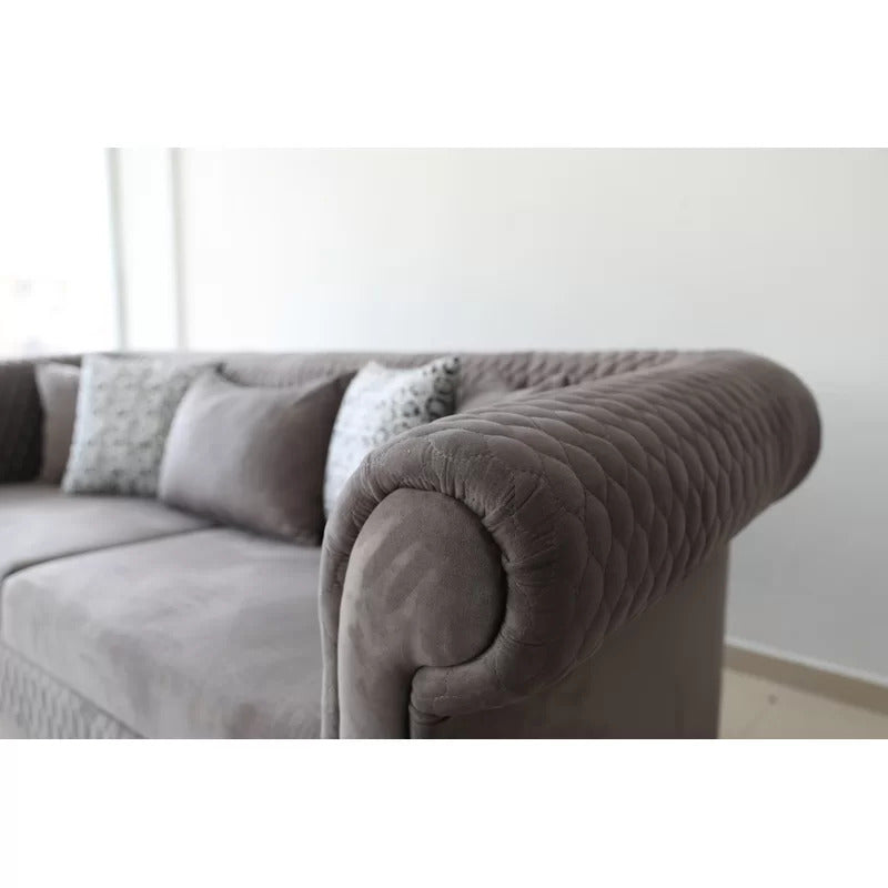 4 Seater Sofa Set: 87.4'' Rolled Arm Sofa