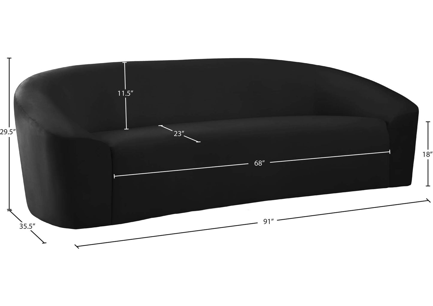 4 Seater Sofa Set: 91'' Velvet Curved Sofa Set